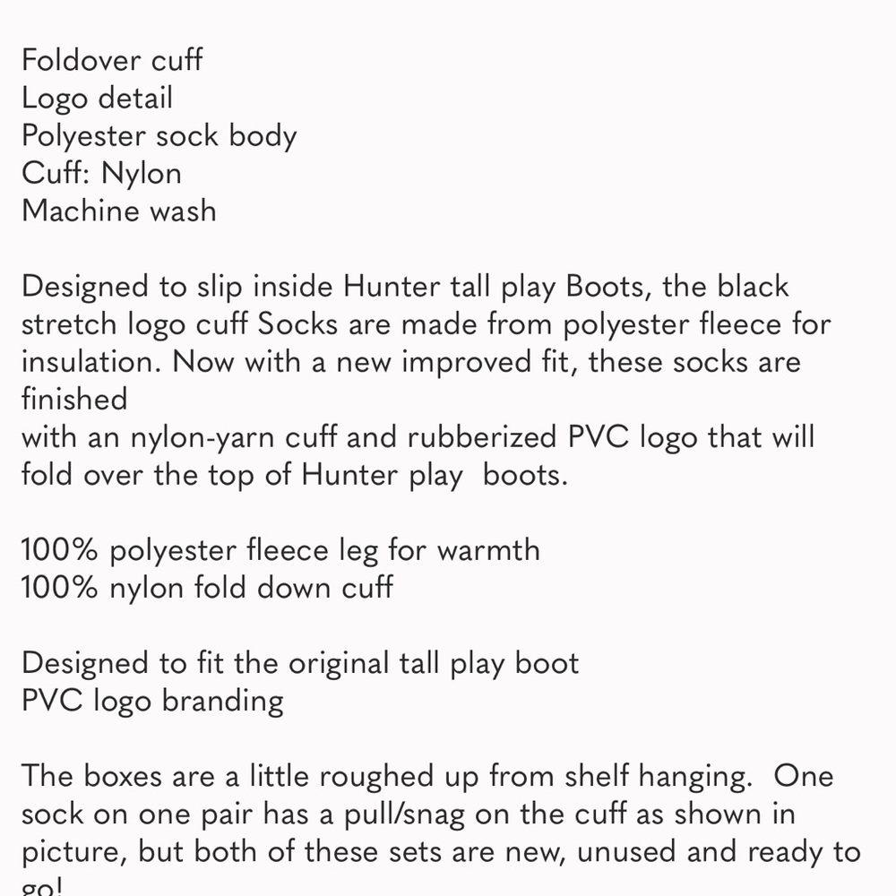 ⚡️6 hr sale⚡️ NIB Hunter Tall Play Boot Socks - Large W(8-10)/M (7-9)